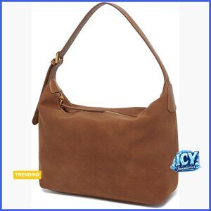 Matte Faux Leather Suede Hobo Bag with Adjustable Strap